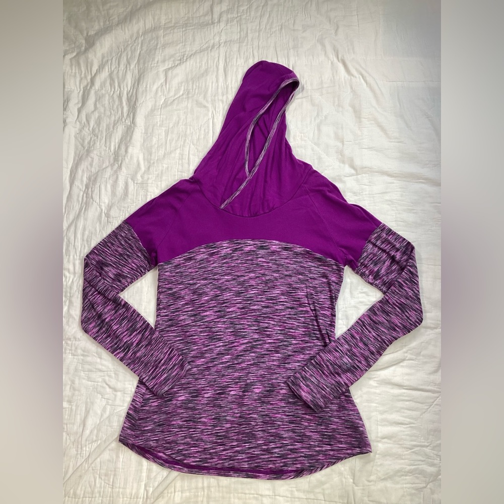 Columbia Outerspaced II Hoodie Hooded Long Sleeve Tee Purple‎ Stripe Large